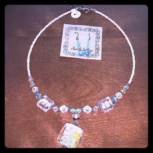 Classic Designs Crystal Glass Necklace & Earrings